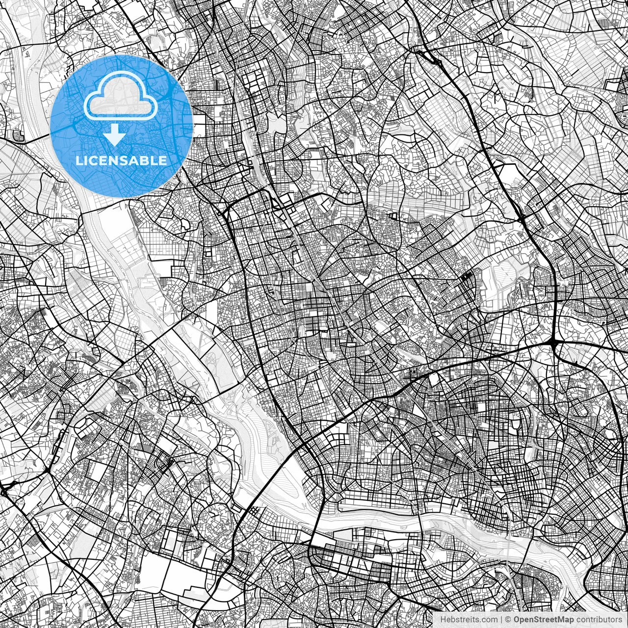 Vector PDF map of Saitama, Japan