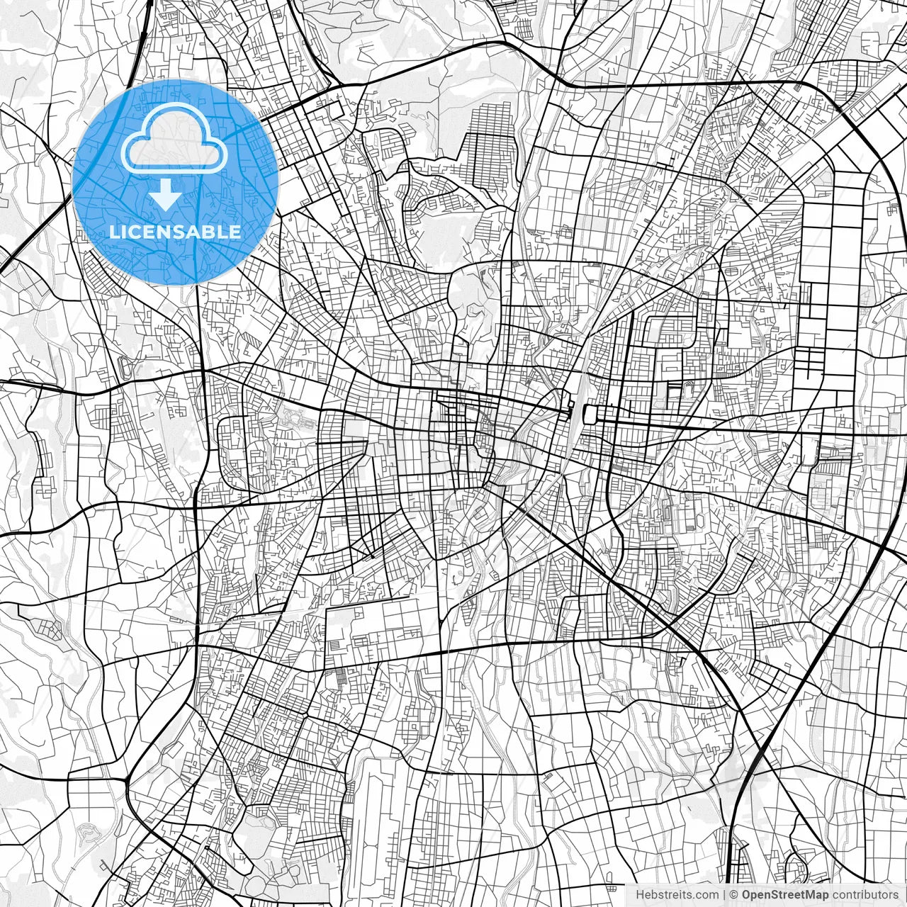 Vector PDF map of Utsunomiya, Japan