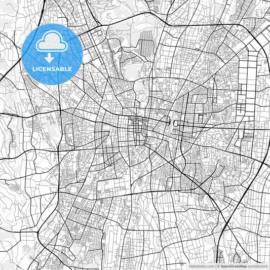 Vector PDF map of Utsunomiya, Japan