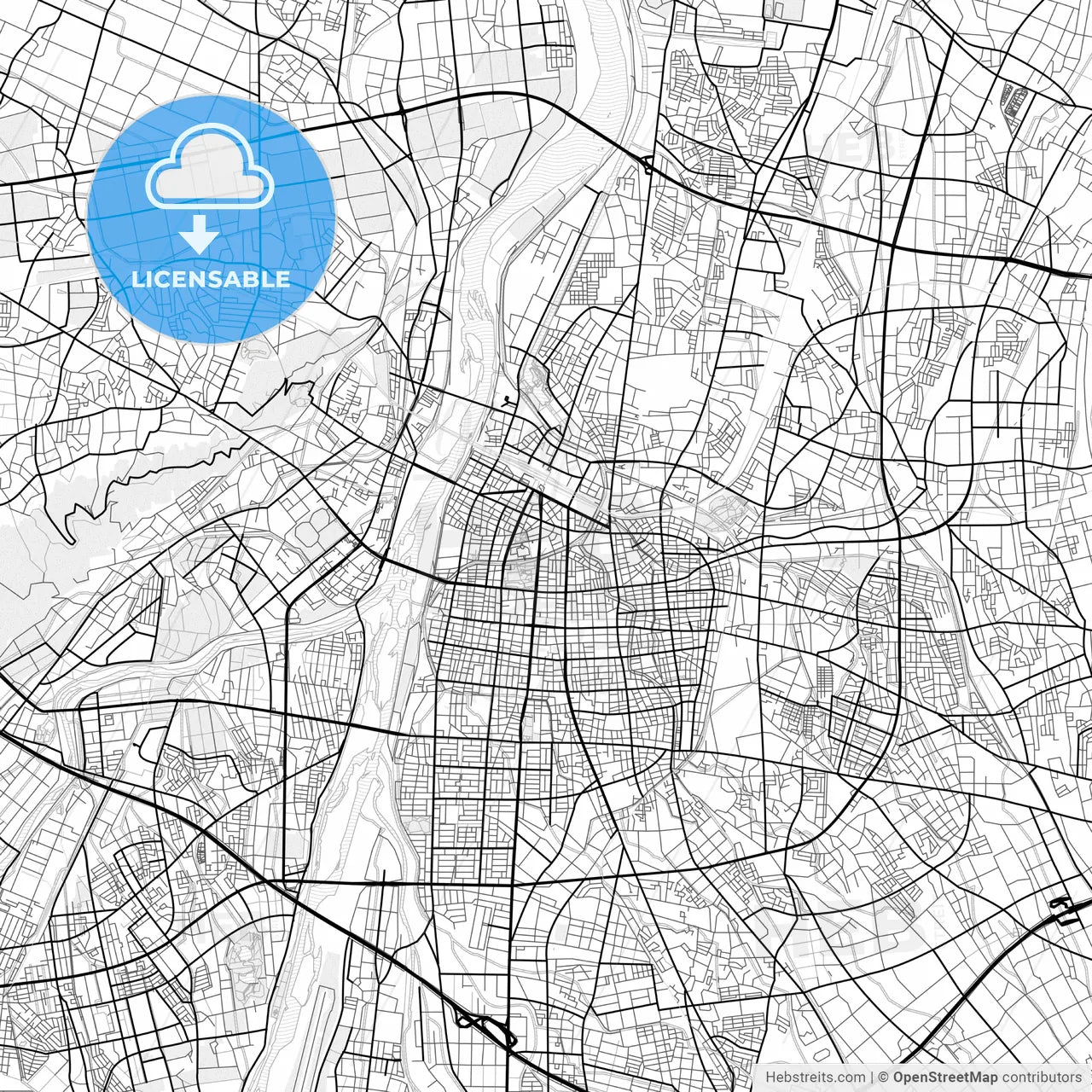 Vector PDF map of Toyama, Japan