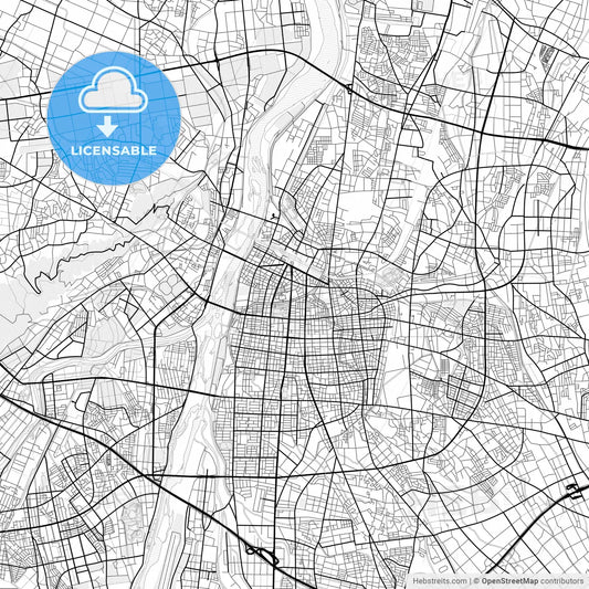 Vector PDF map of Toyama, Japan