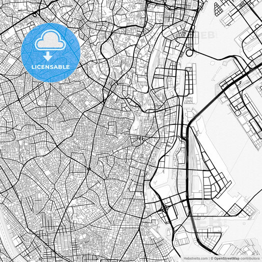 Vector PDF map of Shinagawa, Japan