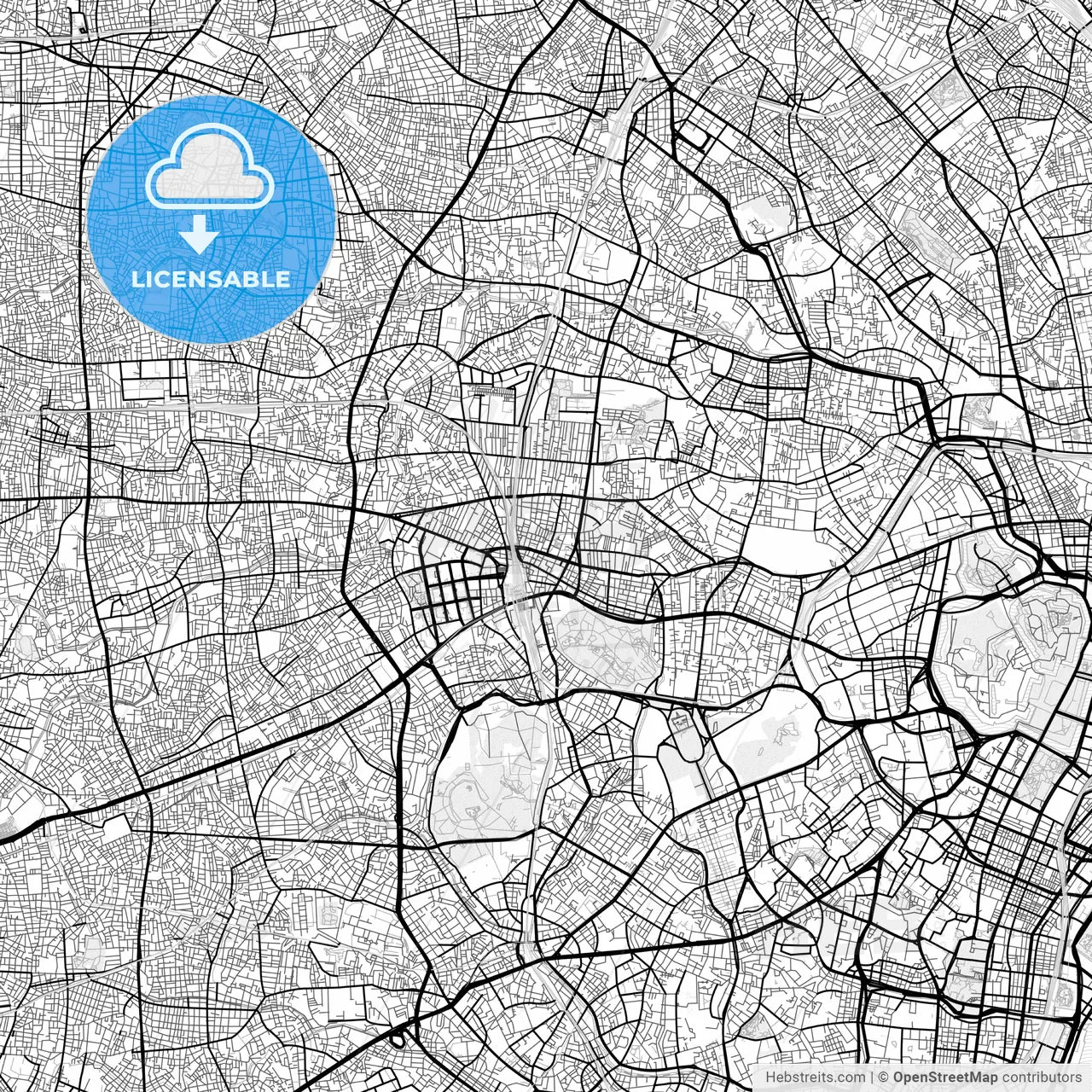 Vector PDF map of Shinjuku, Japan