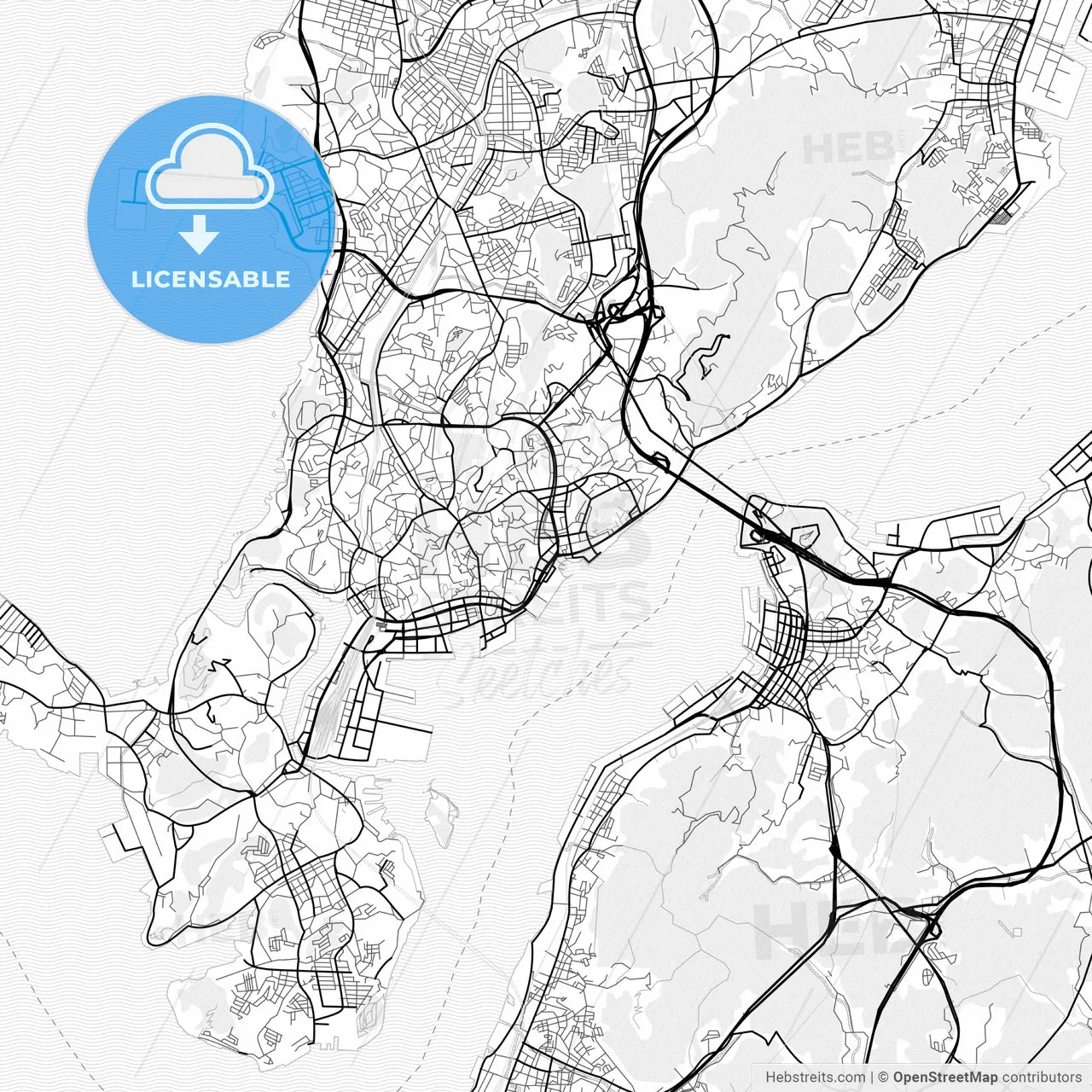 Vector PDF map of Shimonoseki, Japan