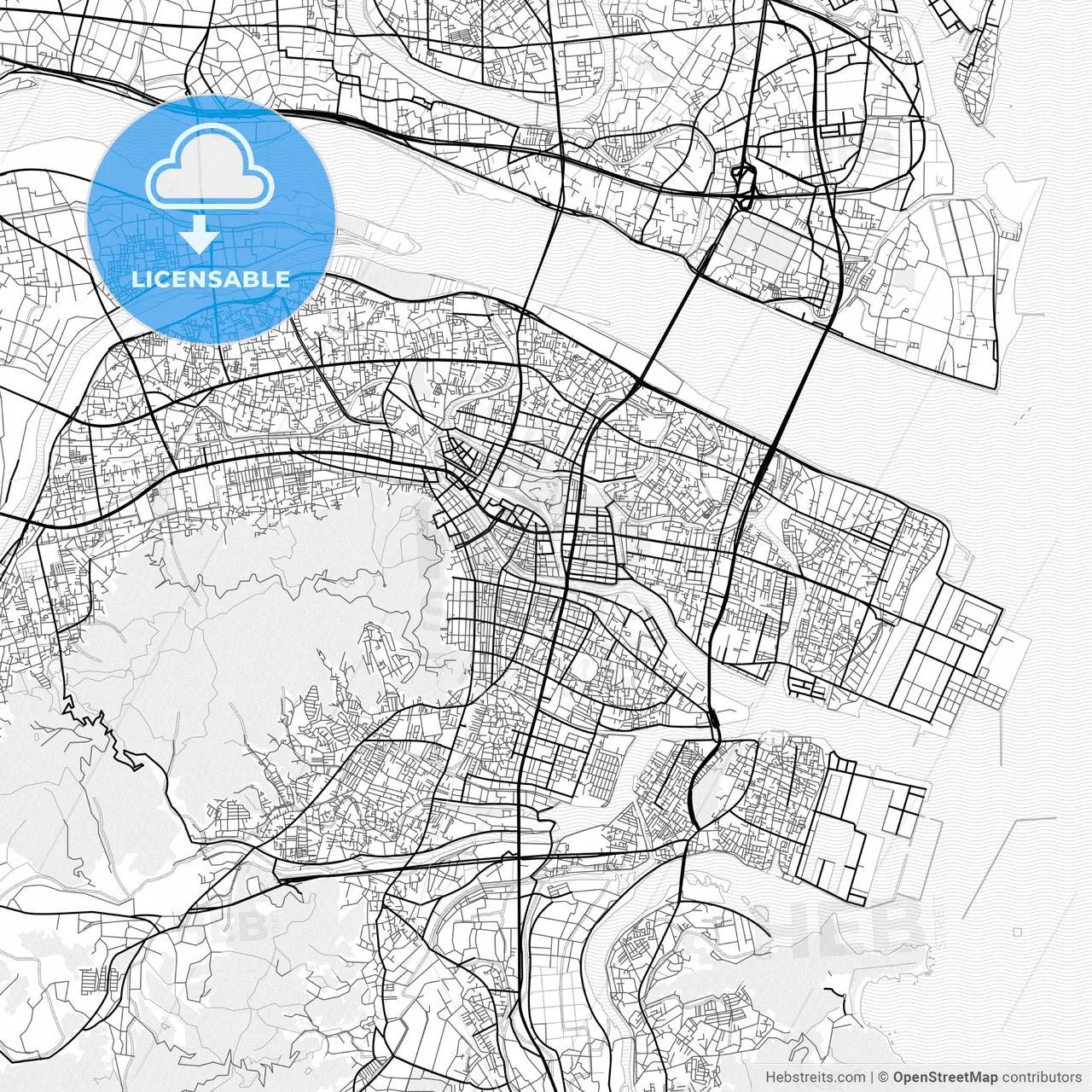 Vector PDF map of Tokushima, Japan