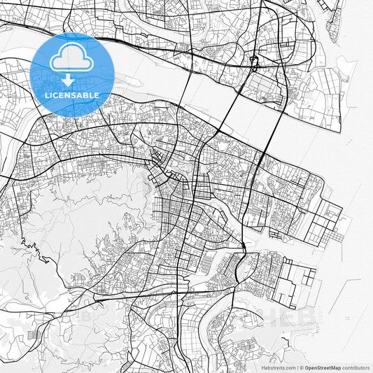 Vector PDF map of Tokushima, Japan