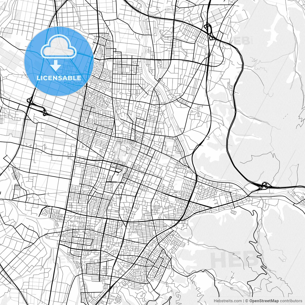 Vector PDF map of Yamagata, Japan