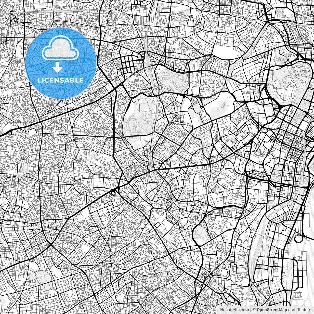 Vector PDF map of Shibuya, Japan