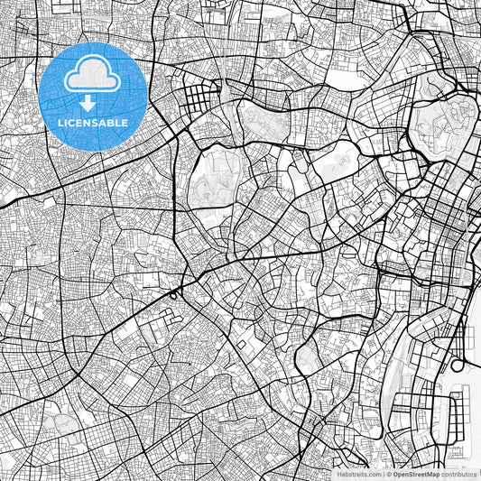 Vector PDF map of Shibuya, Japan