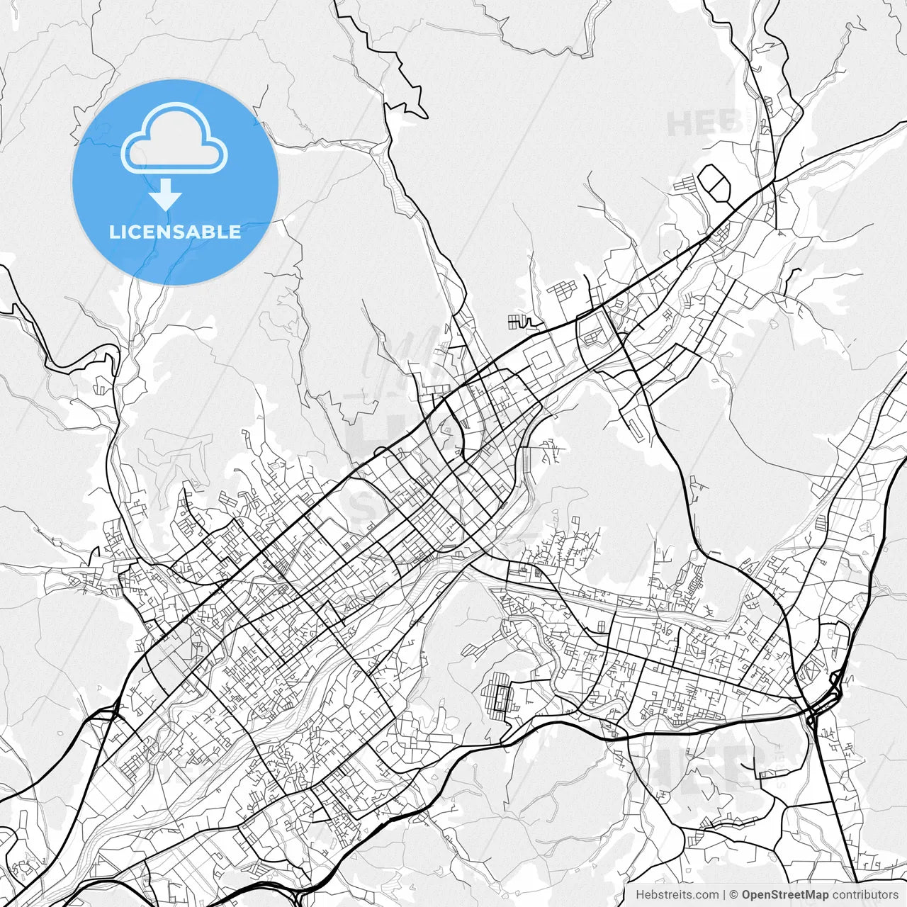 Vector PDF map of Yamaguchi, Japan