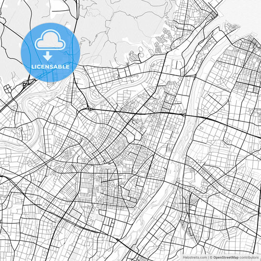 Vector PDF map of Takaoka, Japan
