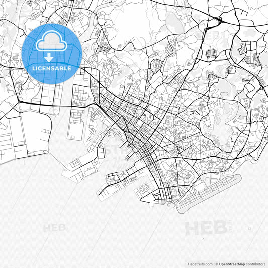 Vector PDF map of Ube, Japan