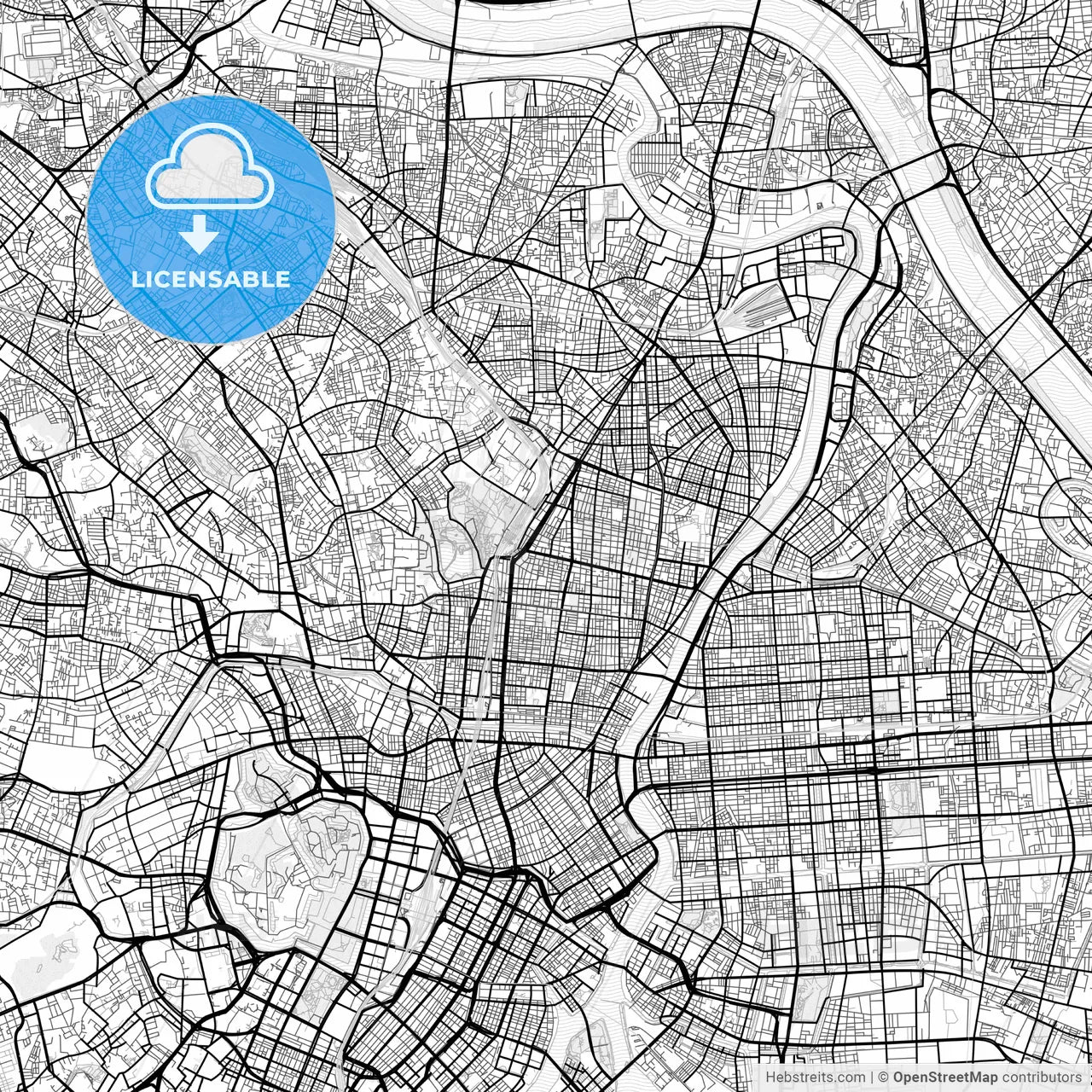 Vector PDF map of Taitō, Japan