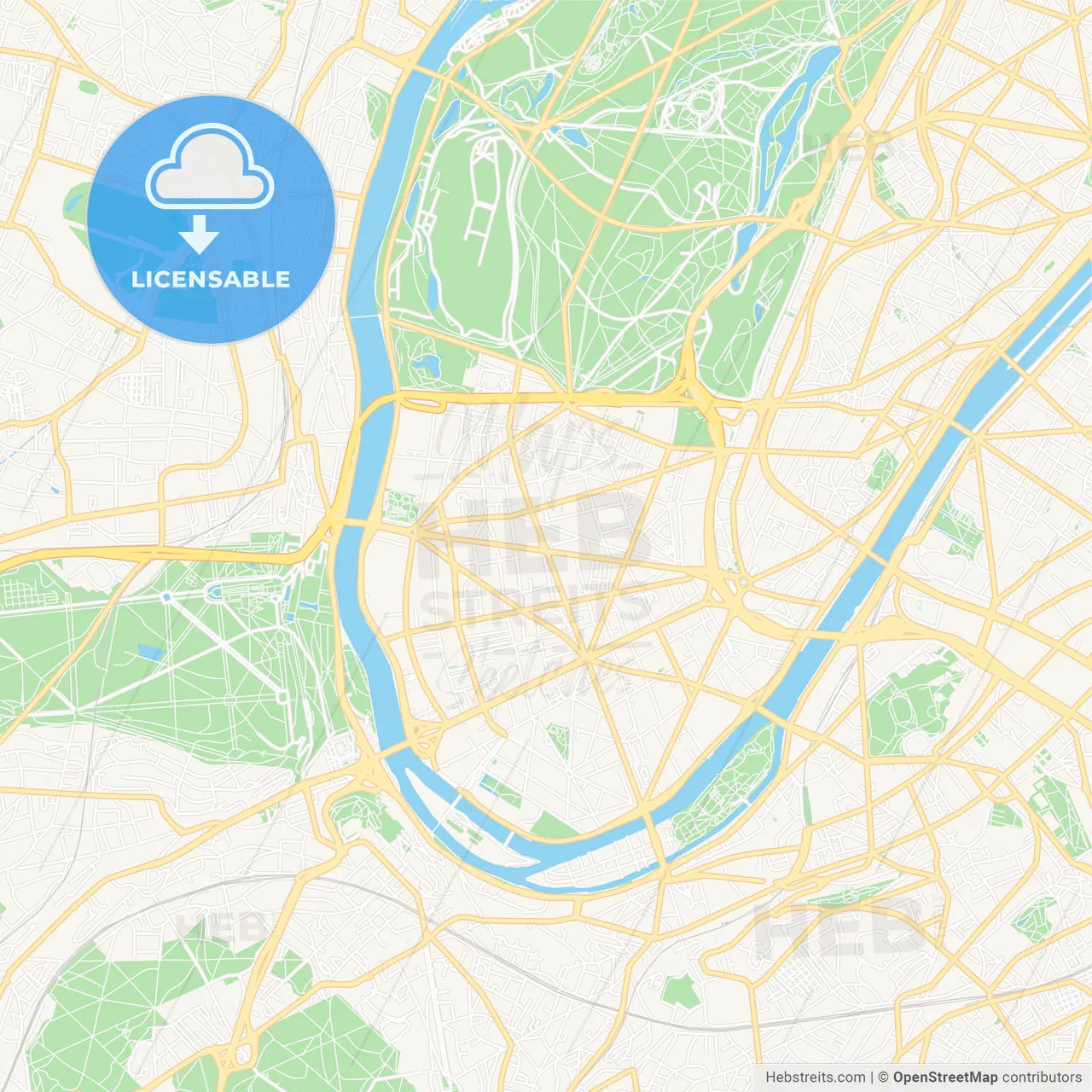 Boulogne-Billancourt, France Vector Map - Classic Colors