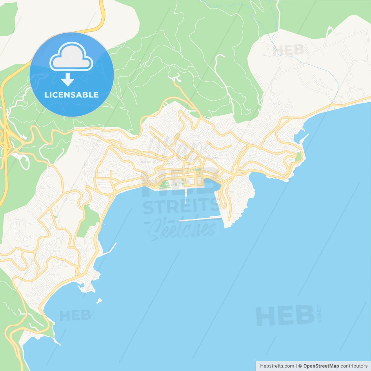 Kavala, Greece Vector Map - Classic Colors