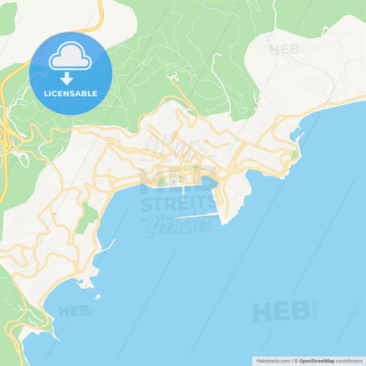 Kavala, Greece Vector Map - Classic Colors