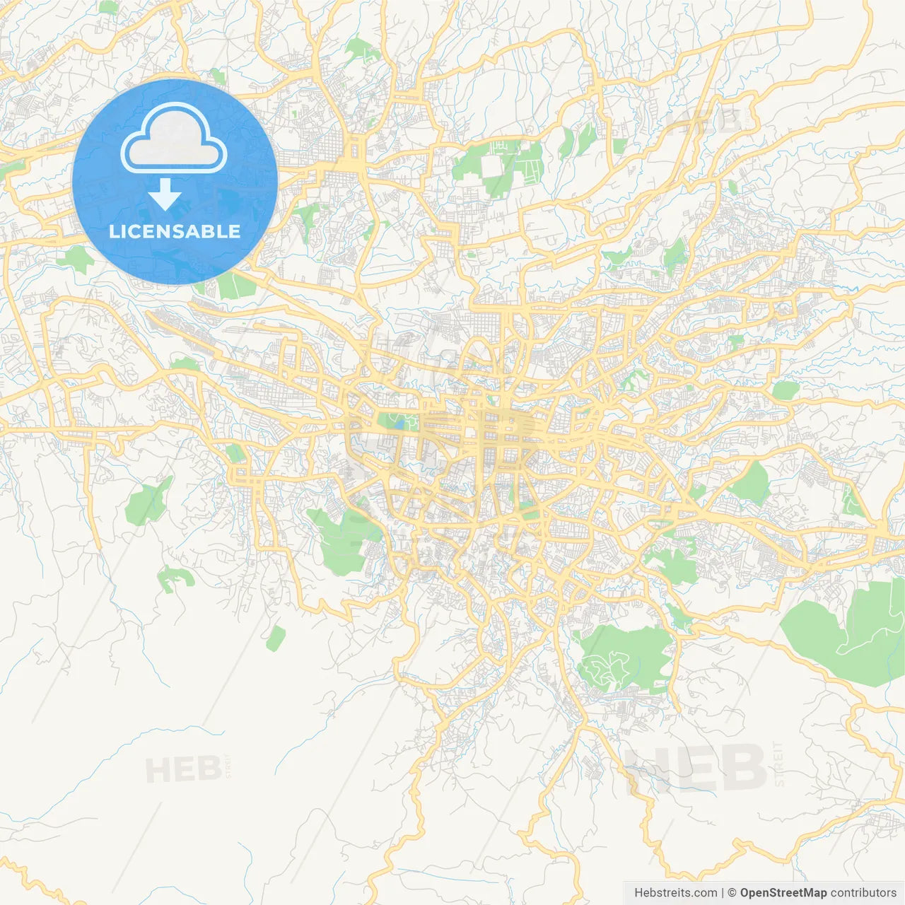 Empty vector map of San José, San José, Costa Rica