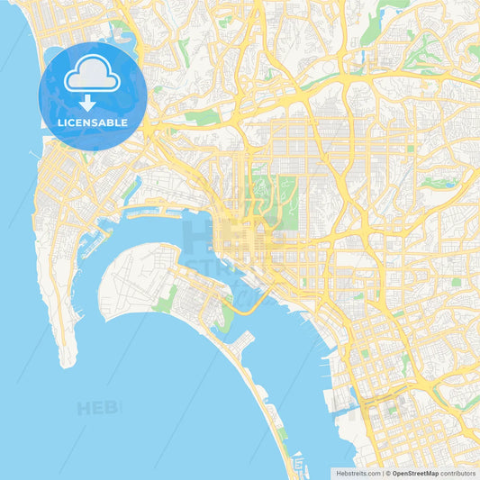 Empty vector map of San Diego, California, USA