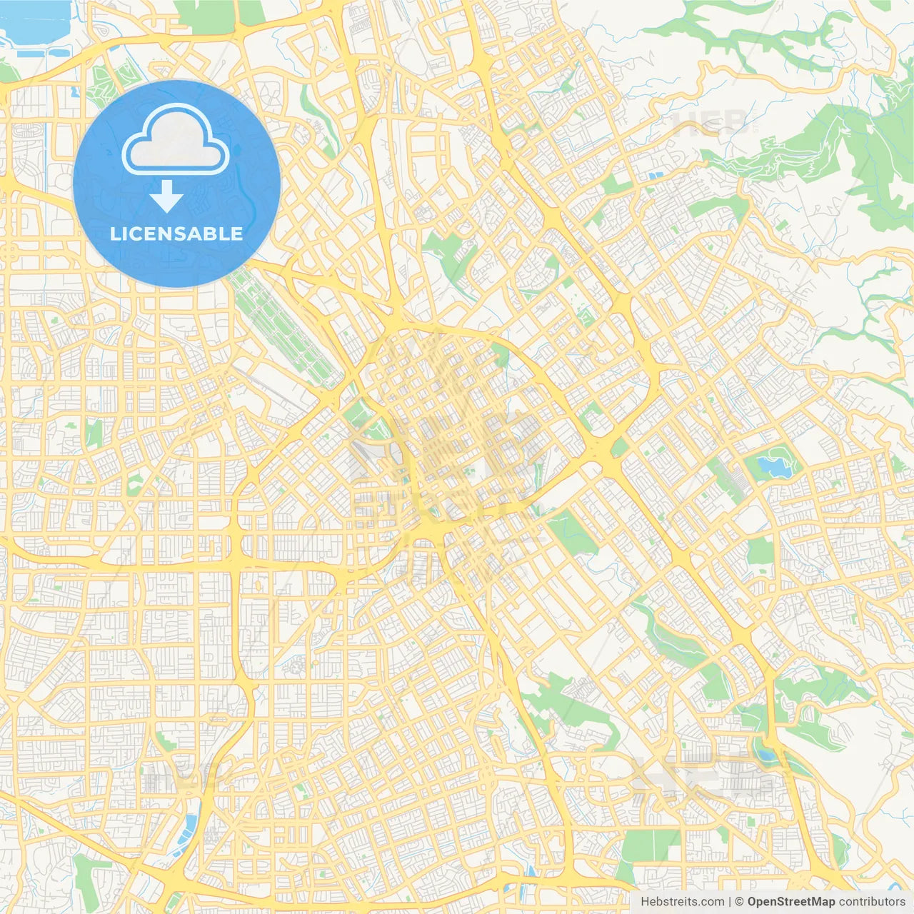 Empty vector map of San Jose, California, USA