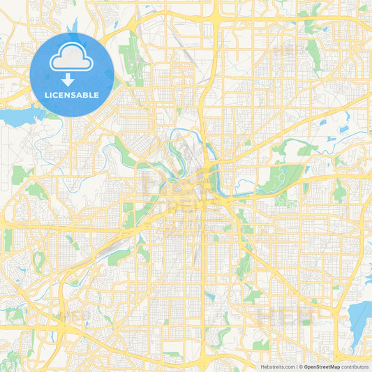 Empty vector map of Fort Worth, Texas, USA