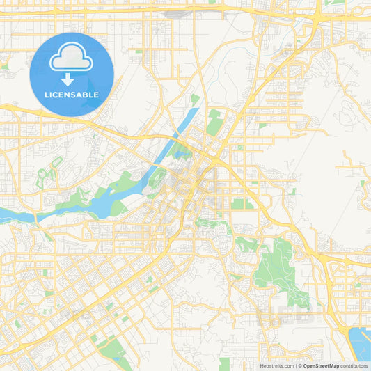Empty vector map of Riverside, California, USA