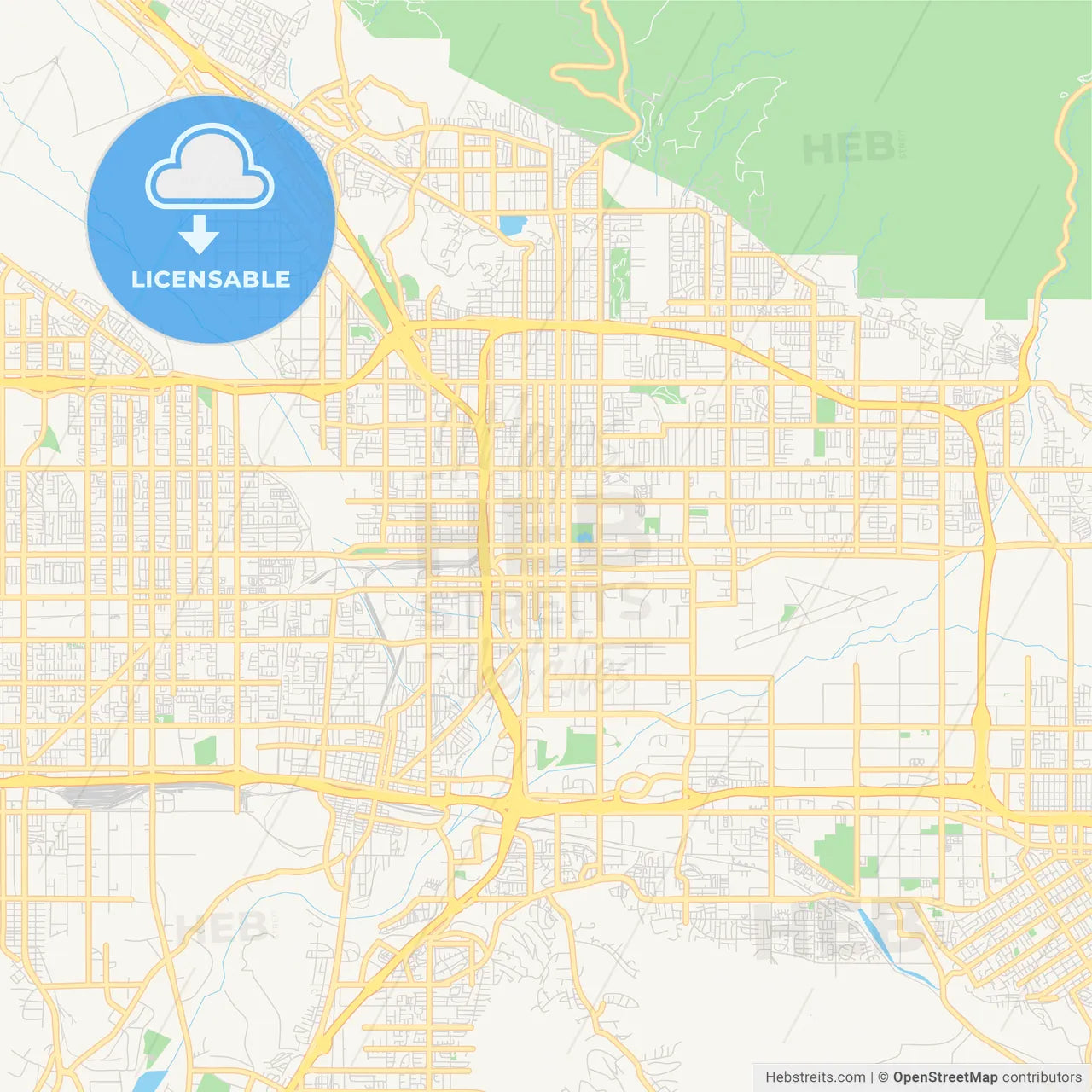 Empty vector map of San Bernardino, California, USA