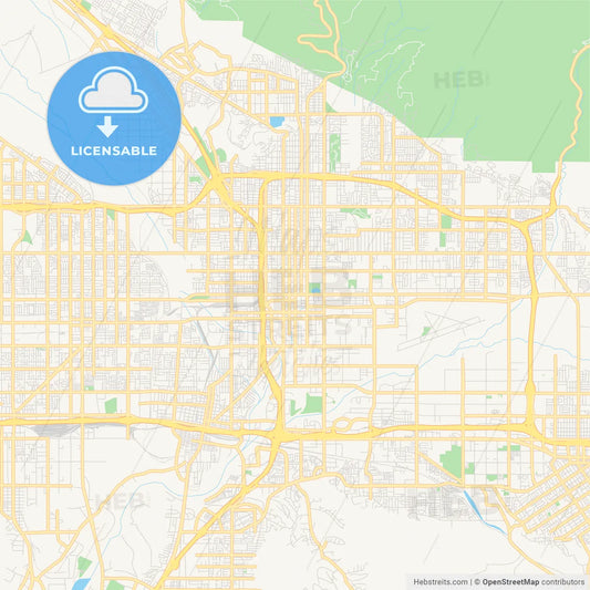 Empty vector map of San Bernardino, California, USA