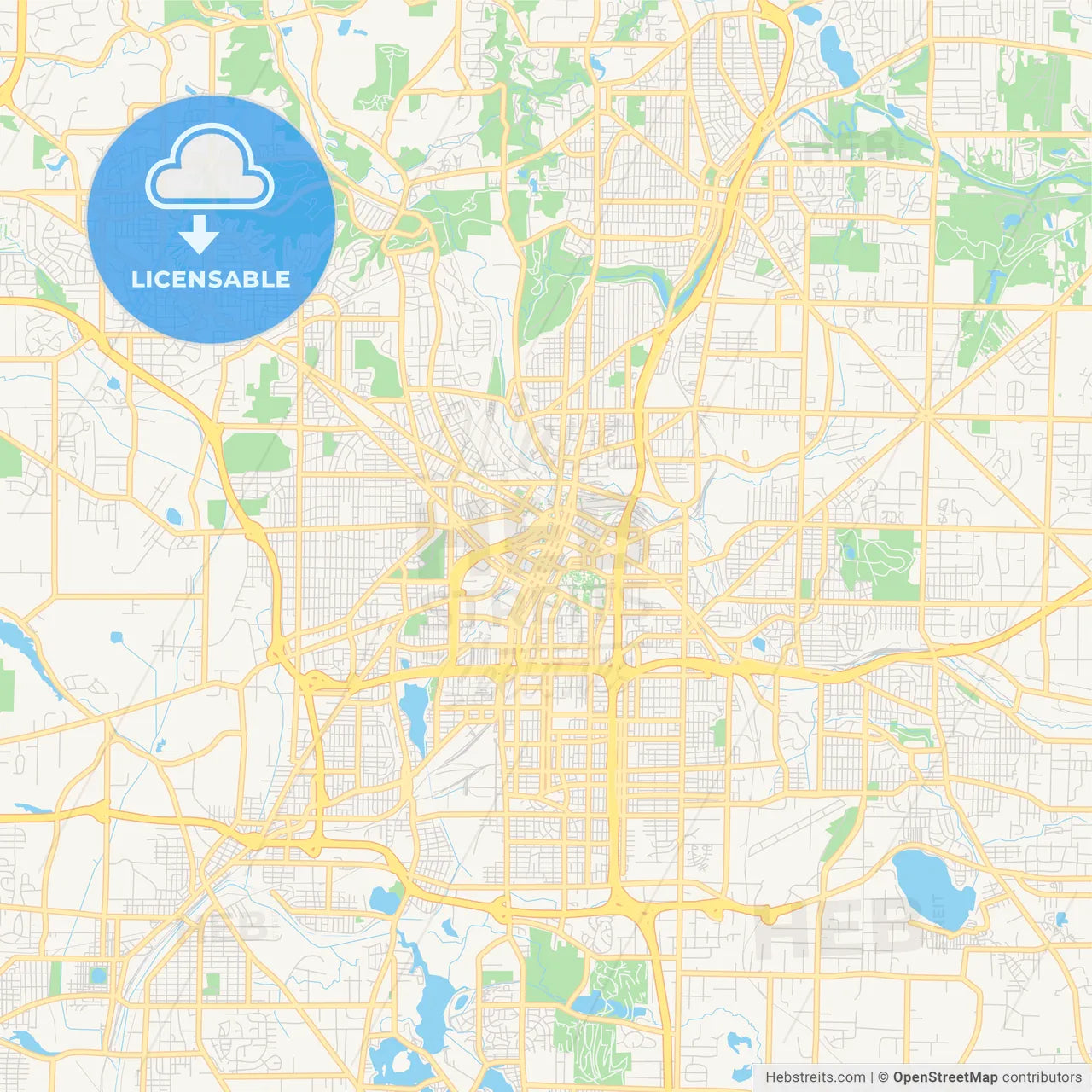 Empty vector map of Akron, Ohio, USA