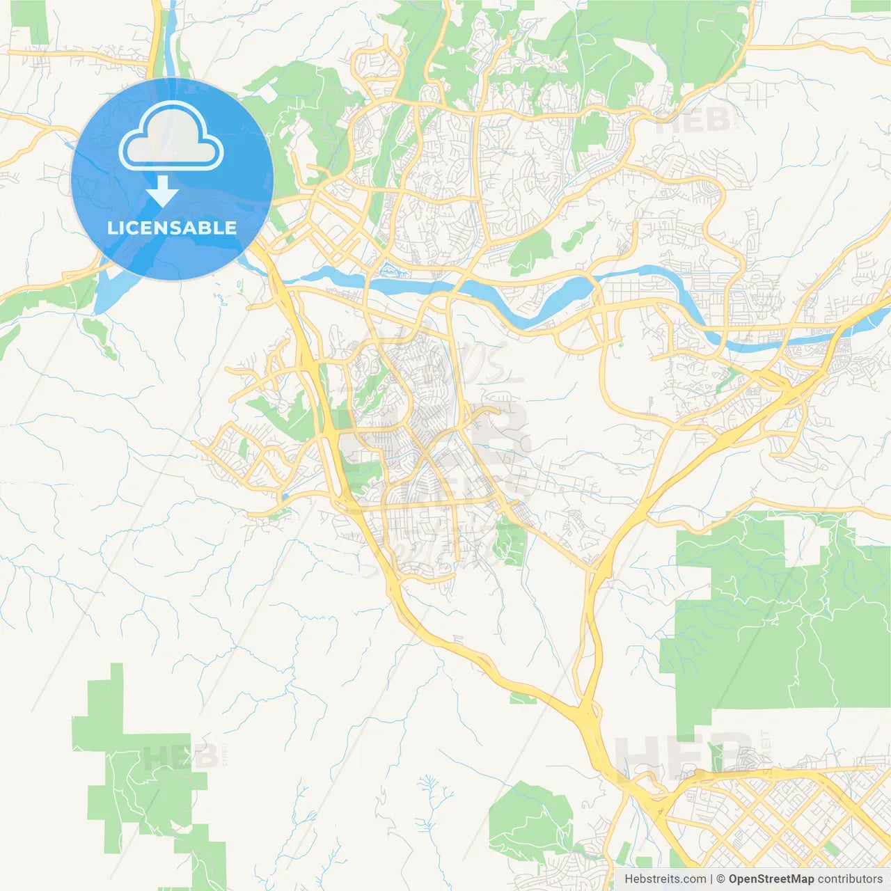 Empty vector map of Santa Clarita, California, USA