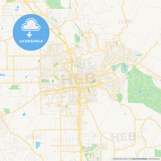 Empty vector map of Santa Rosa, California, USA