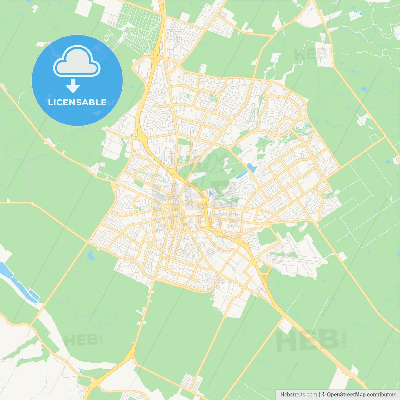Empty vector map of Salinas, California, USA