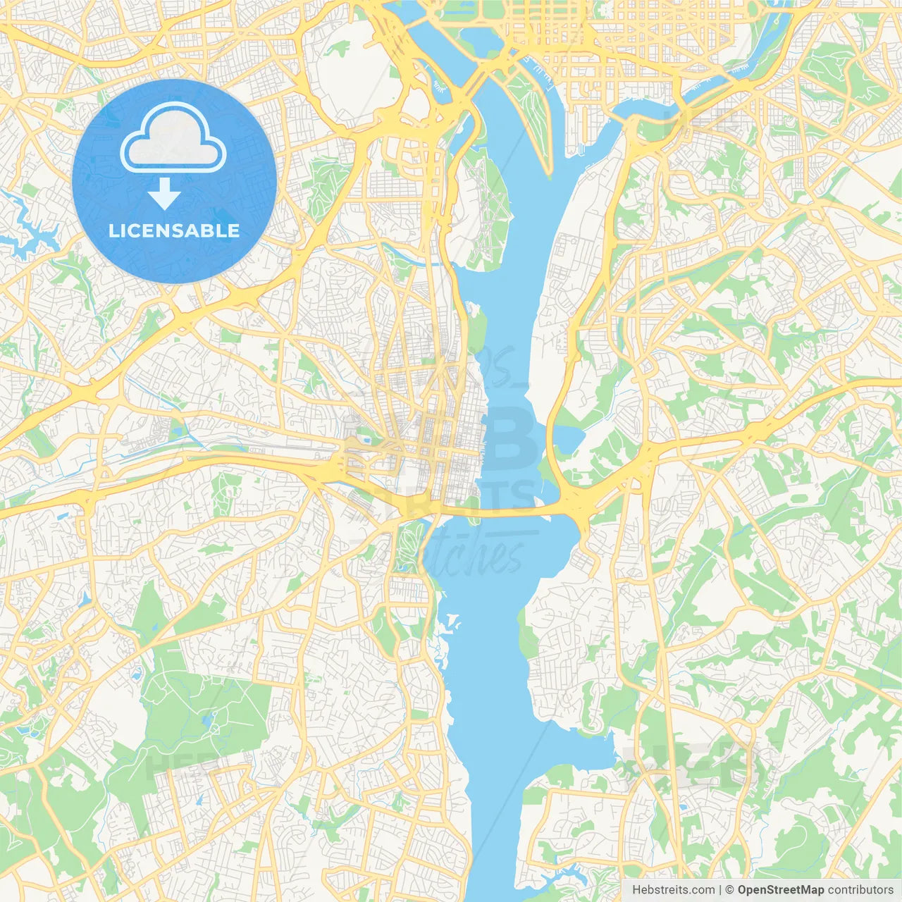Empty vector map of Alexandria, Virginia, USA