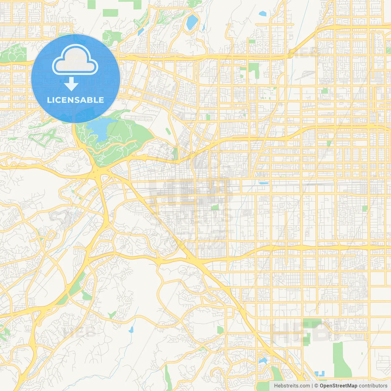 Empty vector map of Pomona, California, USA