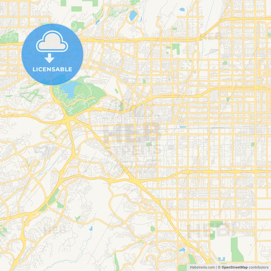 Empty vector map of Pomona, California, USA