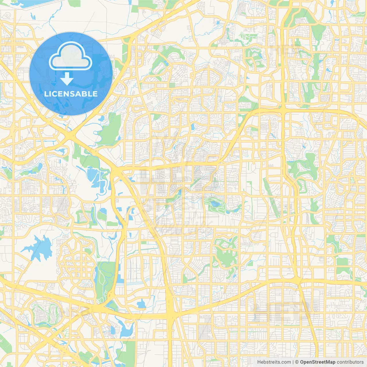 Empty vector map of Carrollton, Texas, USA