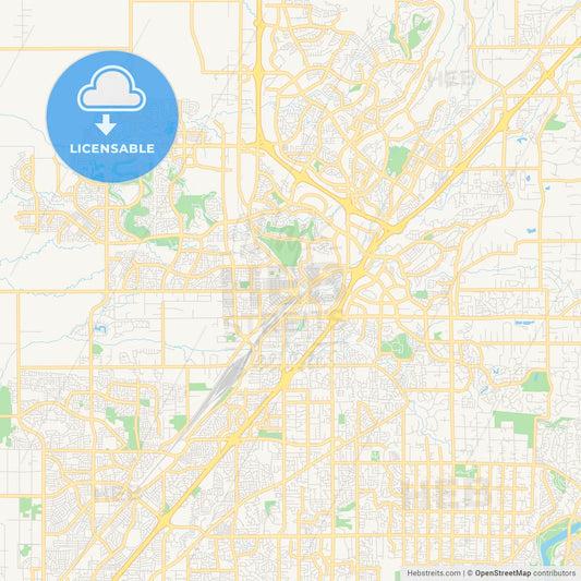 Empty vector map of Roseville, California, USA