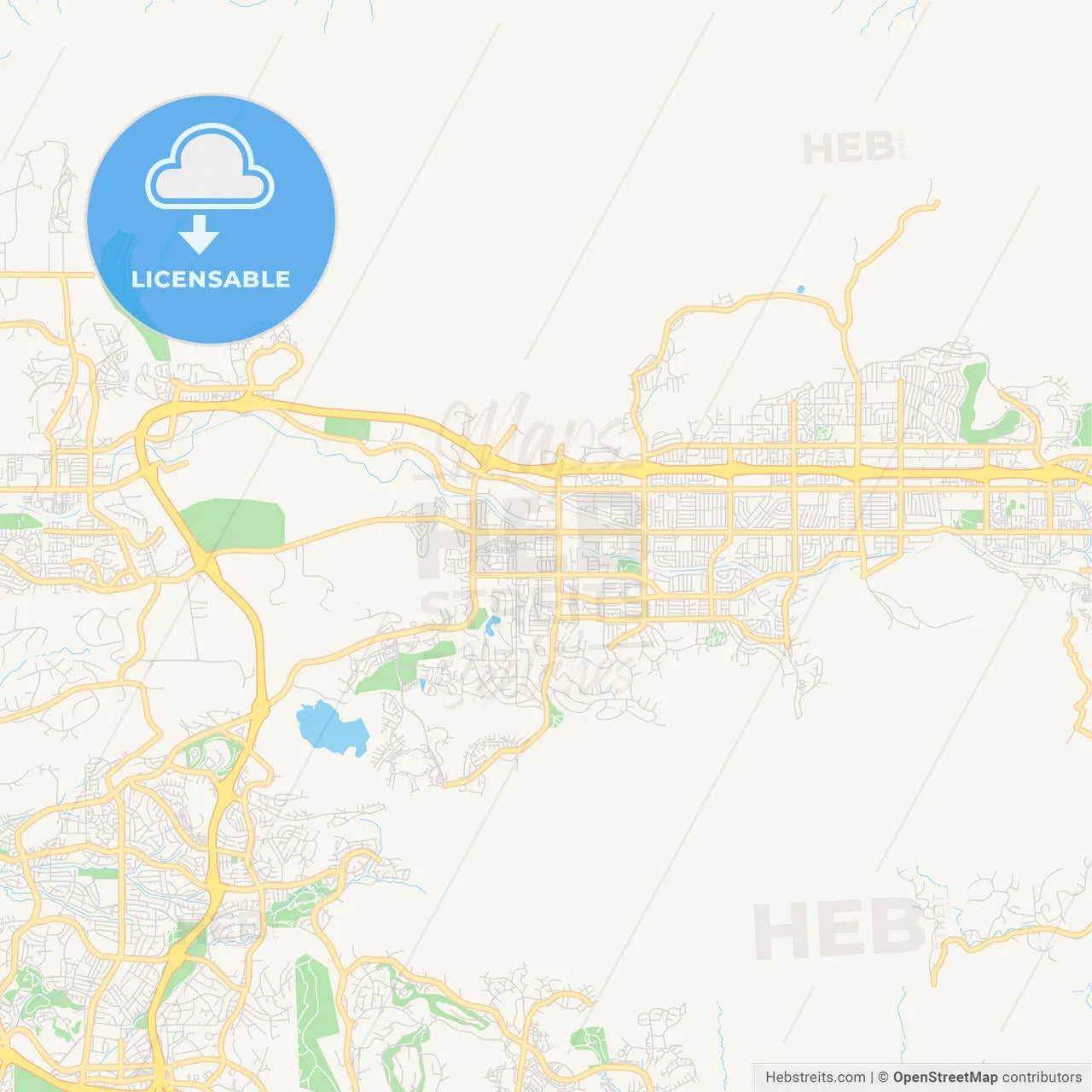 Empty vector map of Simi Valley, California, USA