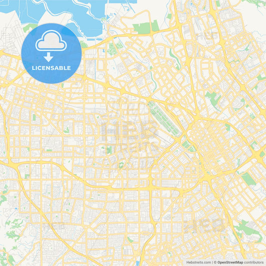 Empty vector map of Santa Clara, California, USA