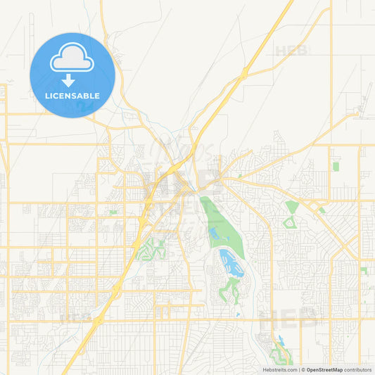 Empty vector map of Victorville, California, USA