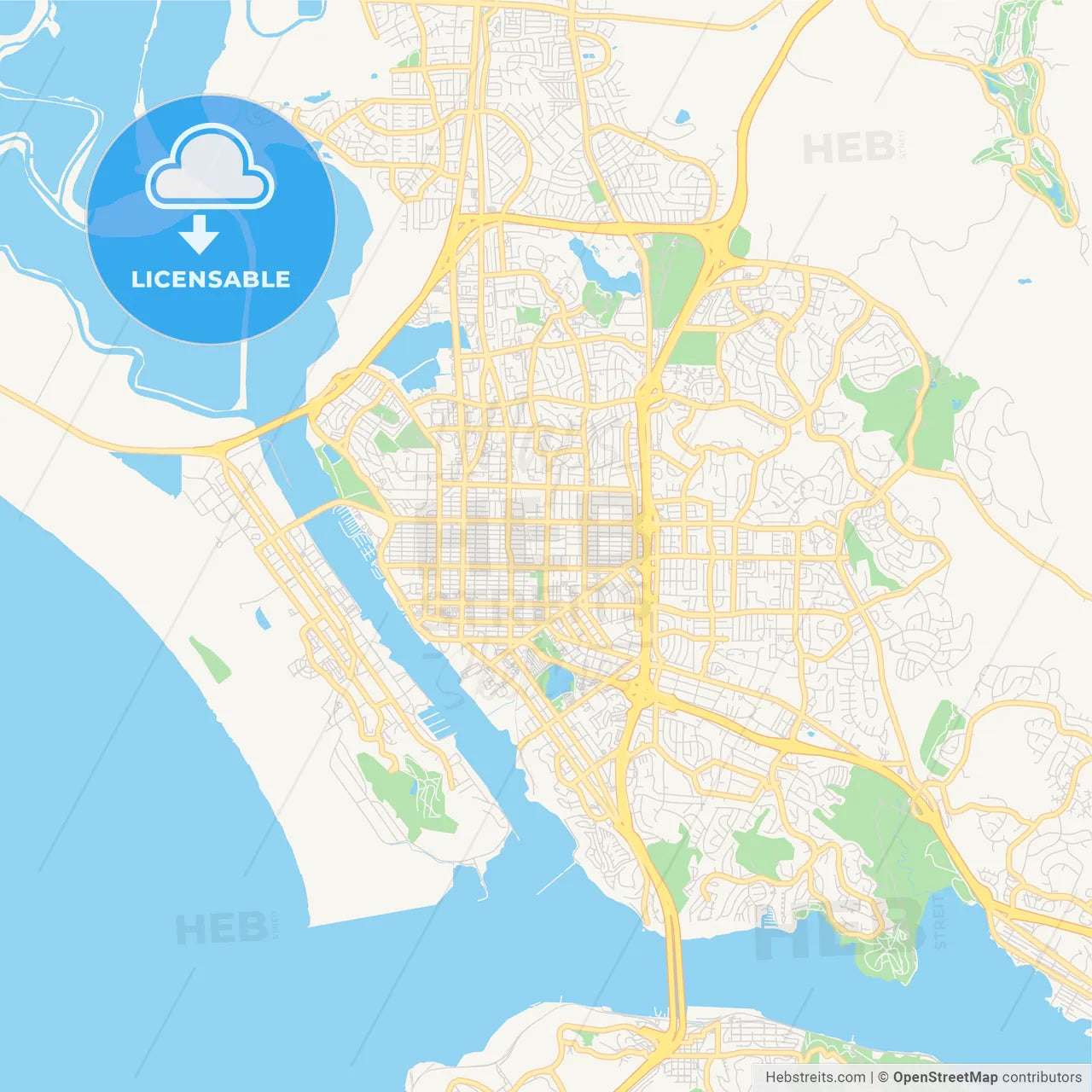 Empty vector map of Vallejo, California, USA