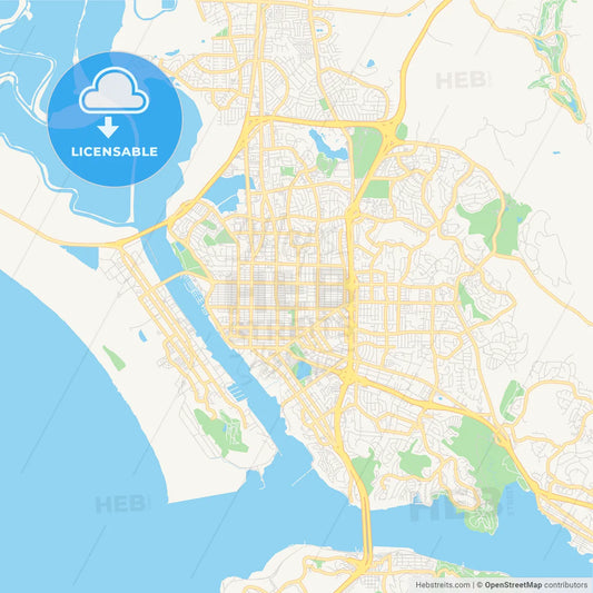 Empty vector map of Vallejo, California, USA
