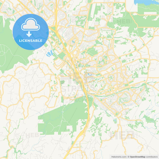 Empty vector map of Temecula, California, USA