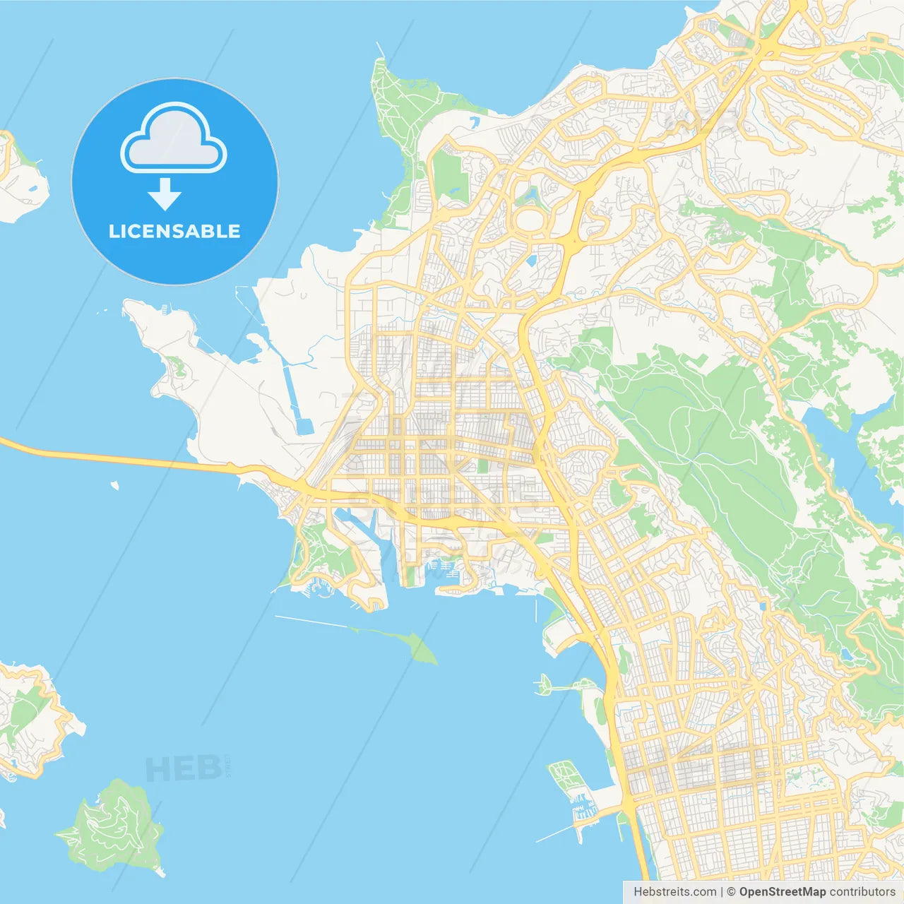 Empty vector map of Richmond, California, USA