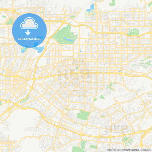 Empty vector map of West Covina, California, USA