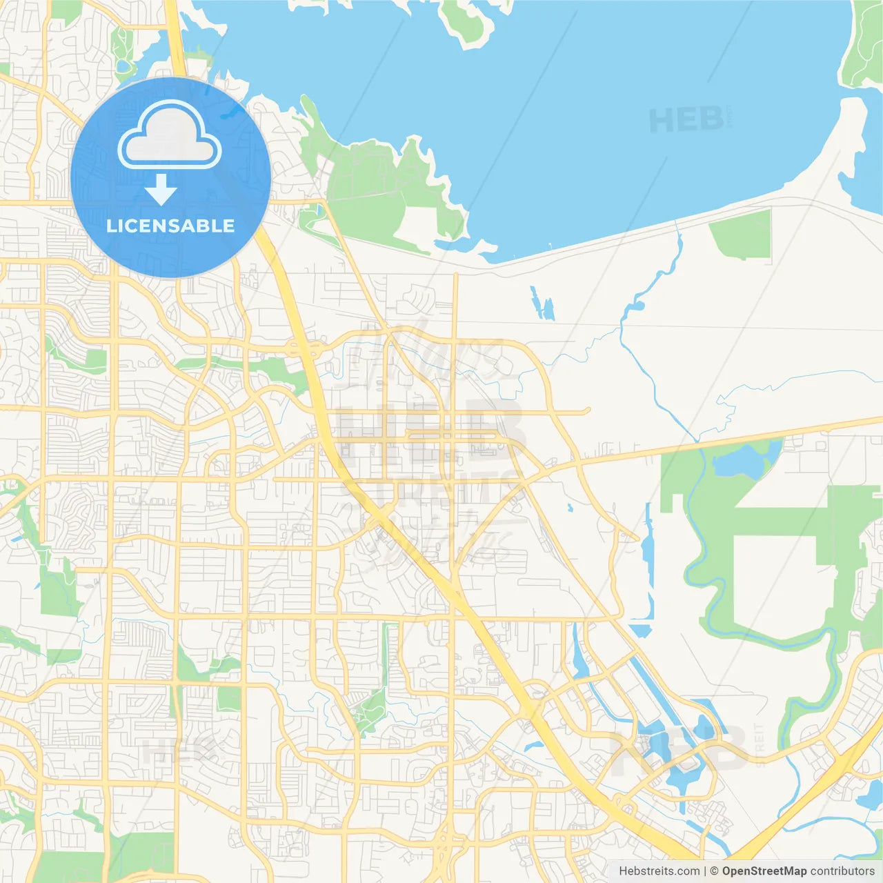 Empty vector map of Lewisville, Texas, USA