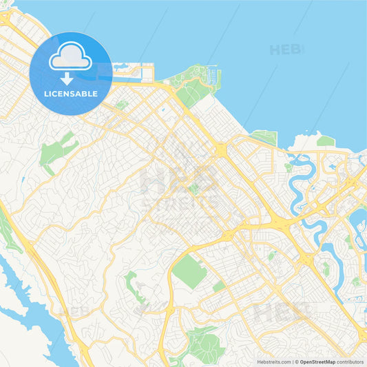 Empty vector map of San Mateo, California, USA