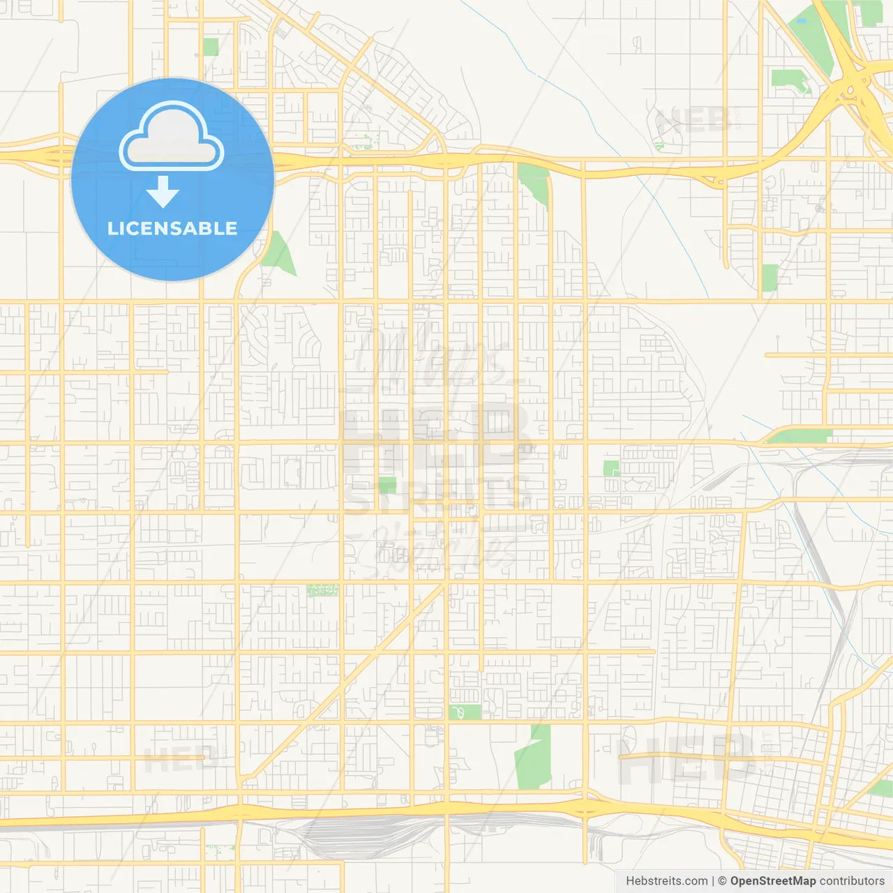 Empty vector map of Rialto, California, USA