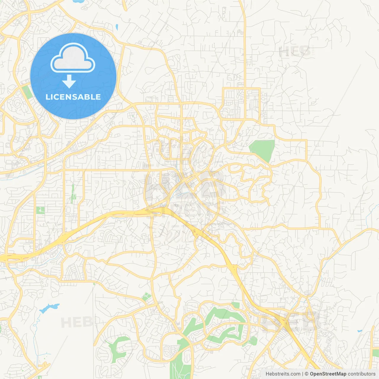 Empty vector map of Vista, California, USA