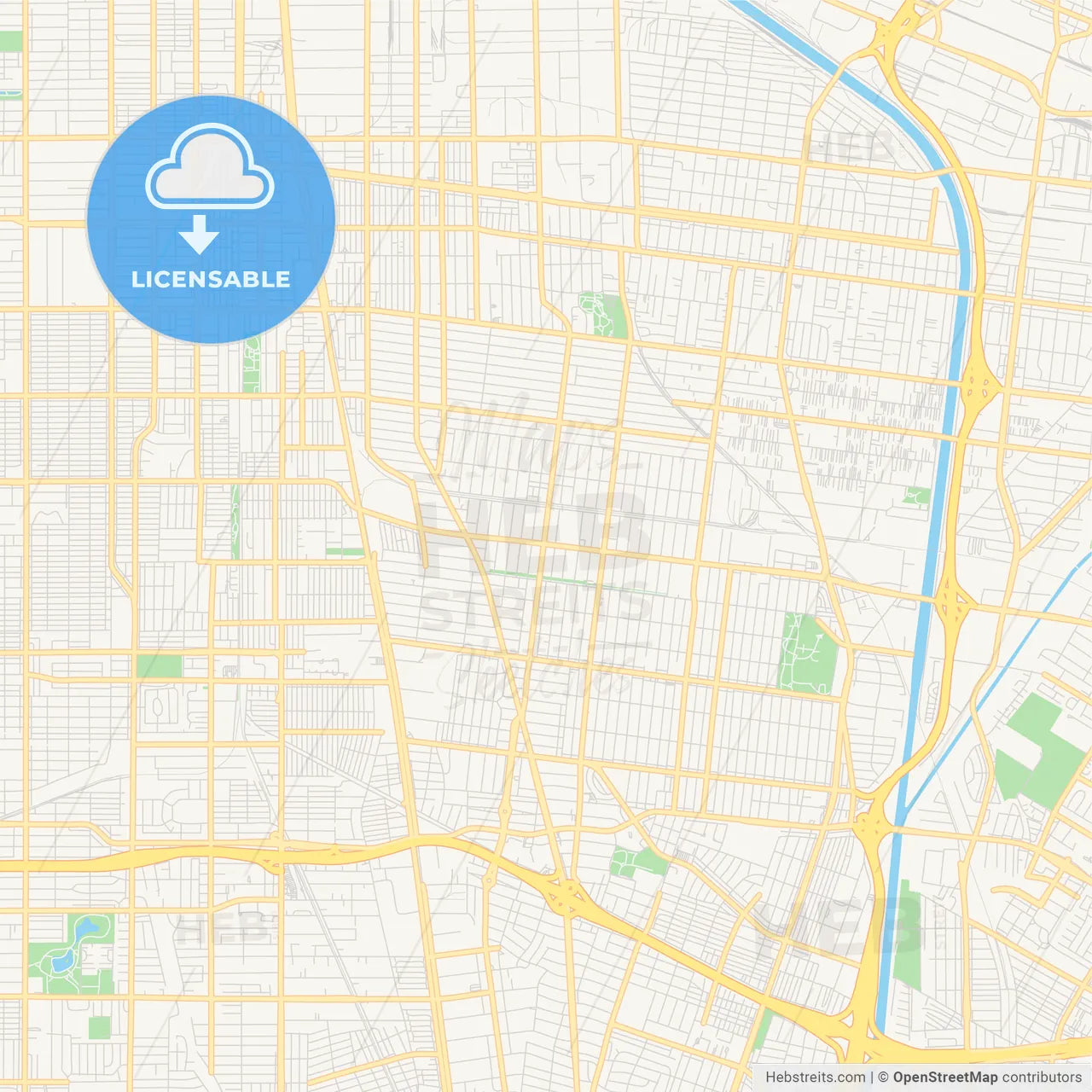 Empty vector map of South Gate, California, USA