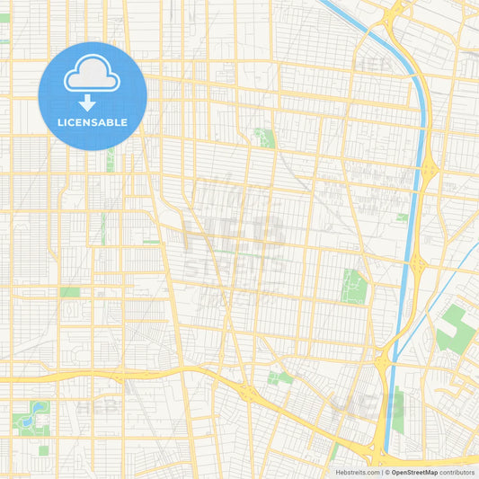 Empty vector map of South Gate, California, USA